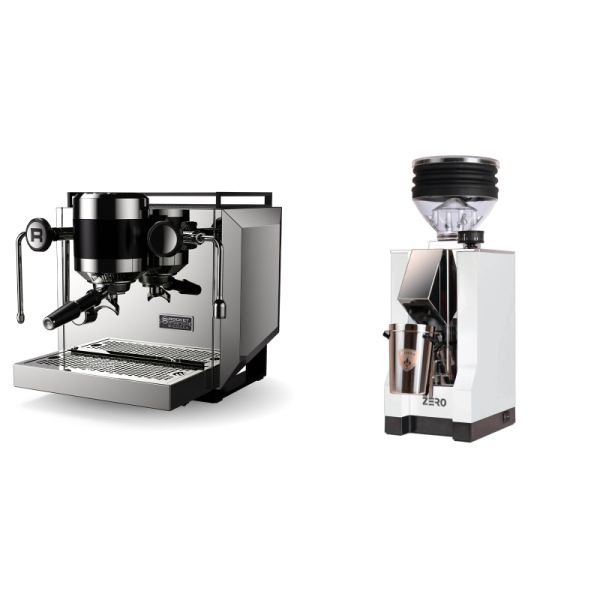 Rocket Espresso Bicocca, stainless silver + Eureka Mignon Zero, CR white