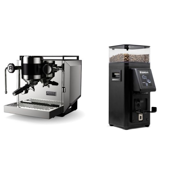 Rocket Espresso Bicocca, chrome + Rancilio STILE, black