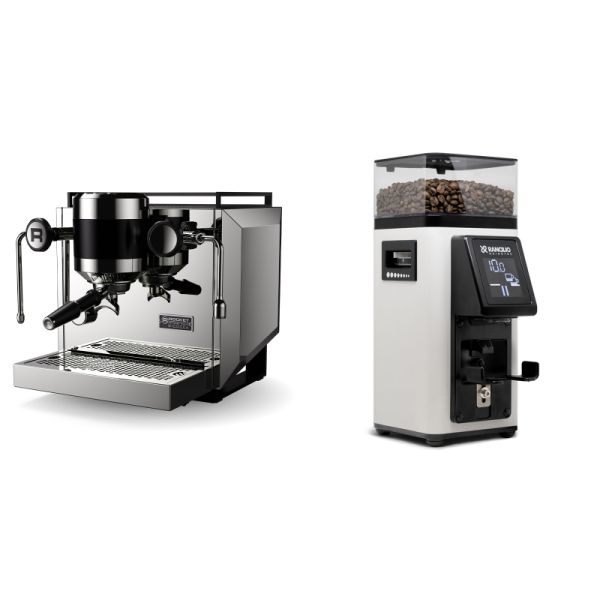 Rocket Espresso Bicocca, chrome + Rancilio STILE, white