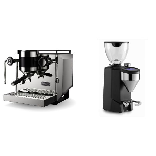 Rocket Espresso Bicocca, stainless silver + Rocket Espresso FAUSTO 2.1, black