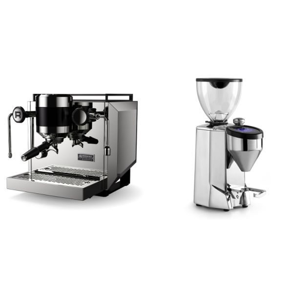 Rocket Espresso Bicocca, stainless silver + Rocket Espresso FAUSTO 2.1, chrome