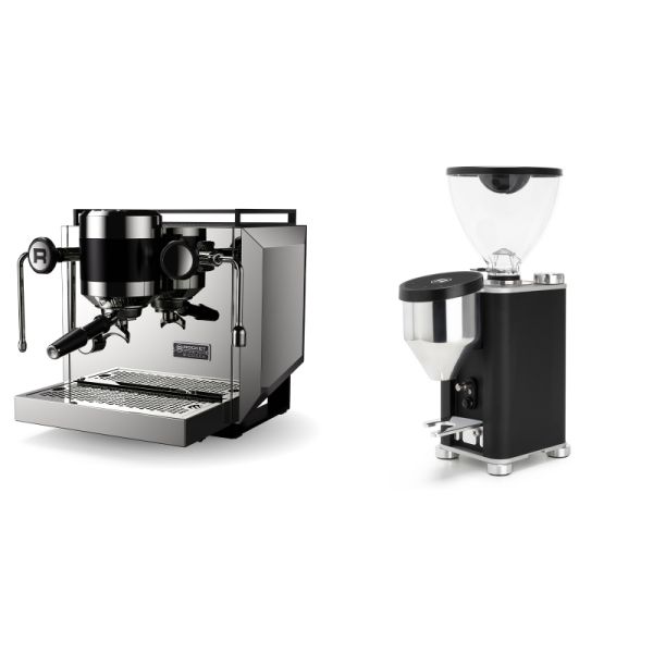 Rocket Espresso Bicocca, chrome + Rocket Espresso GIANNINO, black/chrome