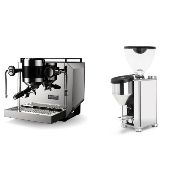 Rocket Espresso Bicocca, stainless silver + Rocket Espresso GIANNINO, chrome/black