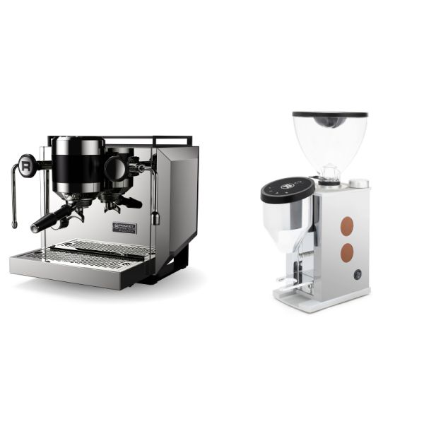 Rocket Espresso Bicocca, stainless silver + Rocket Espresso FAUSTINO 3.1, copper