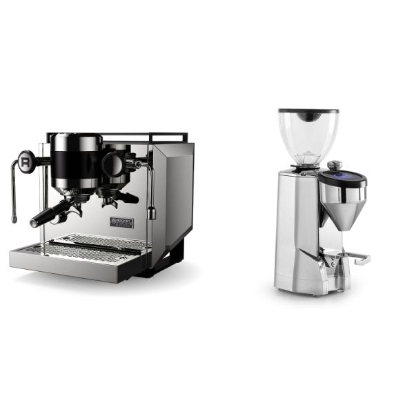 Rocket Espresso Bicocca, stainless silver + Rocket Espresso SUPER FAUSTO, chrome