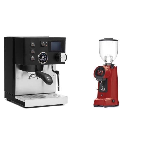 Rancilio Silvia BC PID, black + Eureka Helios 75, ferrari red