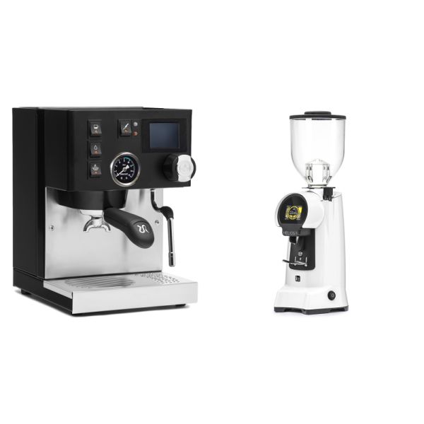 Rancilio Silvia BC PID, black + Eureka Helios 75, white