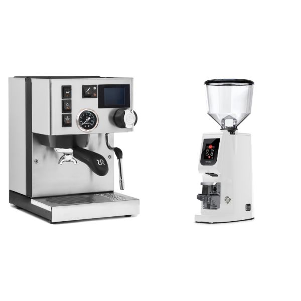 Rancilio Silvia BC PID + Eureka Atom W 65, white