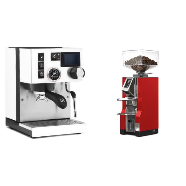 Rancilio Silvia BC PID, white + Eureka Mignon Libra, CR ferrari red