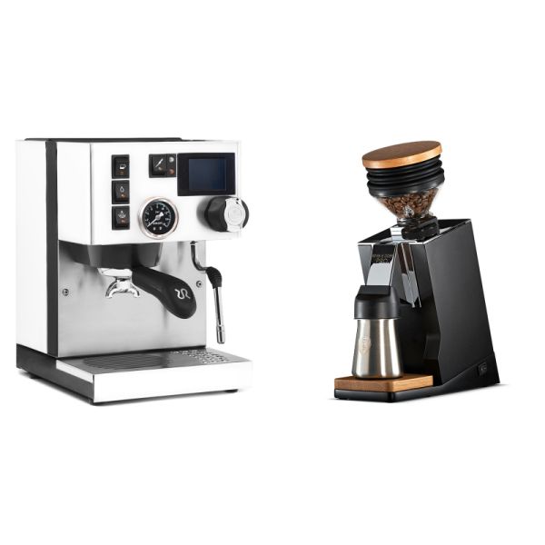 Rancilio Silvia BC PID, white + Eureka Mignon Single Dose PRO, Black & Oak