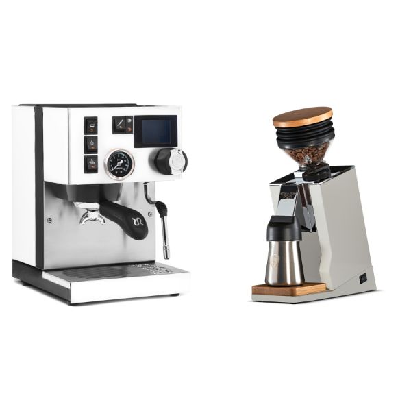 Rancilio Silvia BC PID, white + Eureka Mignon Single Dose PRO, White & Oak