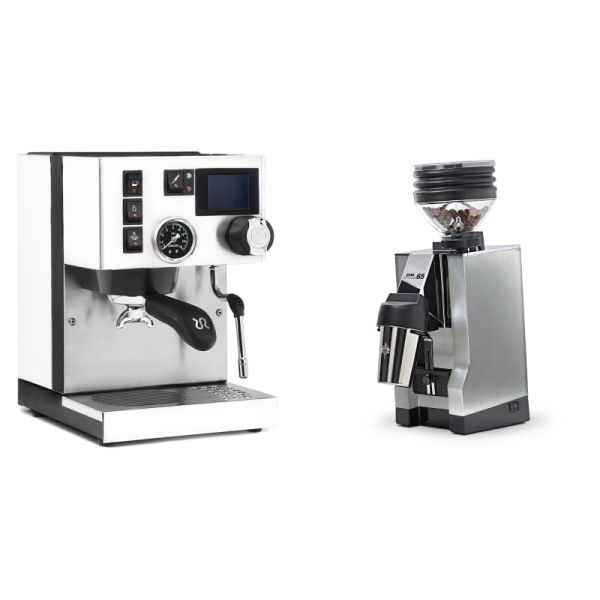 Rancilio Silvia BC PID, white + Eureka Mignon Zero 65 All Purpose, CR chrome