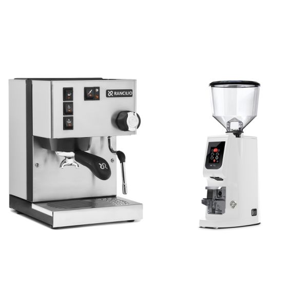 Rancilio Silvia BC + Eureka Atom W 75, white