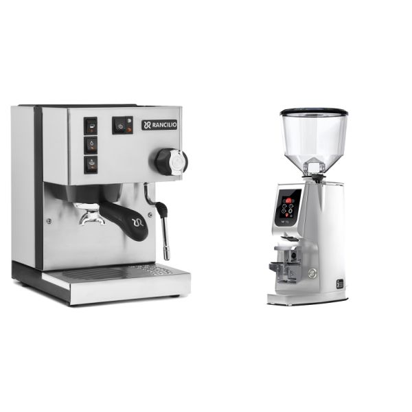 Rancilio Silvia E + Eureka Atom W 75, chrome