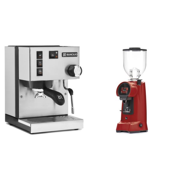 Rancilio Silvia E + Eureka Helios 75, ferrari red