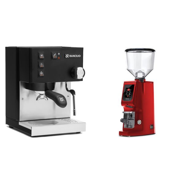 Rancilio Silvia BC, black + Eureka Atom W 65, ferrari red