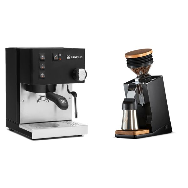 Rancilio Silvia BC, black + Eureka Mignon Single Dose PRO, Black & Oak