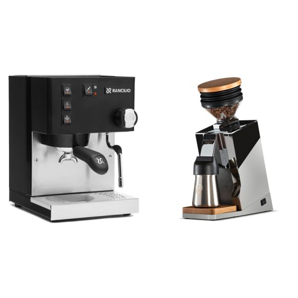 Rancilio Silvia BC, black + Eureka Mignon Single Dose PRO, Chrome & Oak