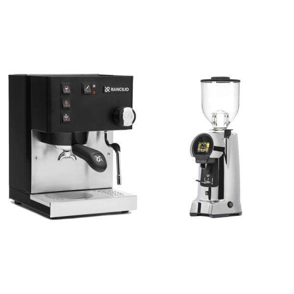 Rancilio Silvia BC, black + Eureka Helios 75, chrome