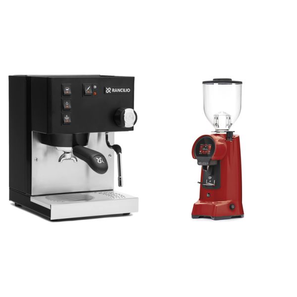 Rancilio Silvia BC, black + Eureka Helios 75, ferrari red