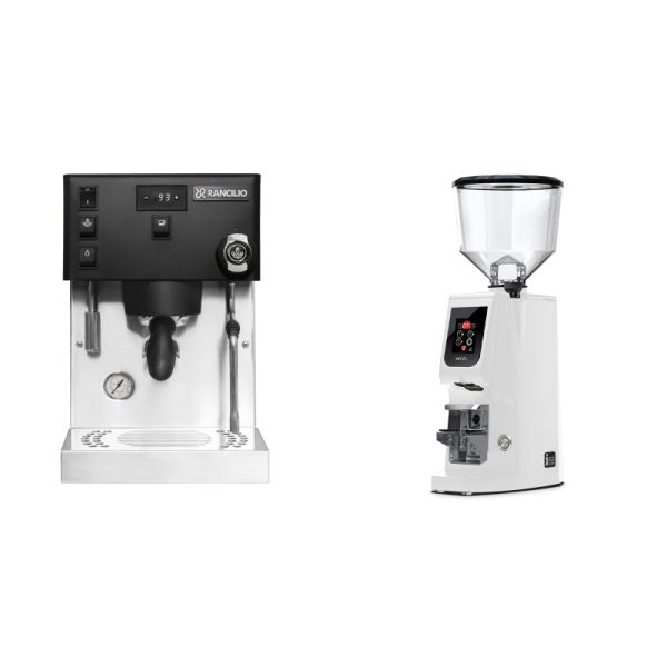 Rancilio Silvia PRO X, black + Eureka Atom W 65, white