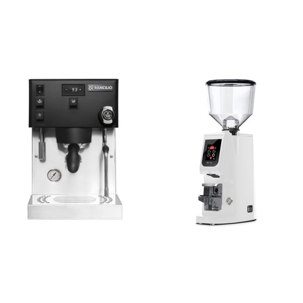 Rancilio Silvia PRO X, black + Eureka Atom W 75, white