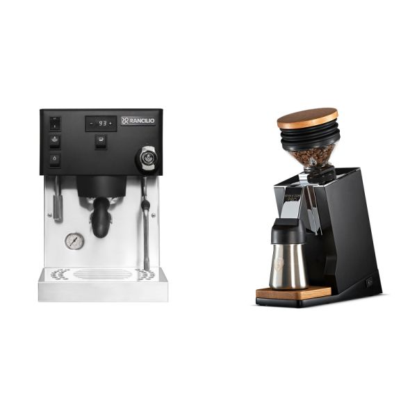 Rancilio Silvia PRO X, black + Eureka Mignon Single Dose PRO, Black & Oak