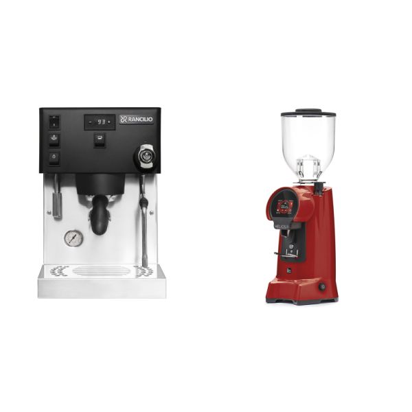 Rancilio Silvia PRO X, black + Eureka Helios 75, ferrari red