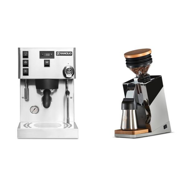 Rancilio Silvia PRO X + Eureka Mignon Single Dose PRO, Chrome & Oak