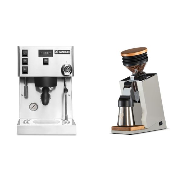 Rancilio Silvia PRO X + Eureka Mignon Single Dose PRO, White & Oak