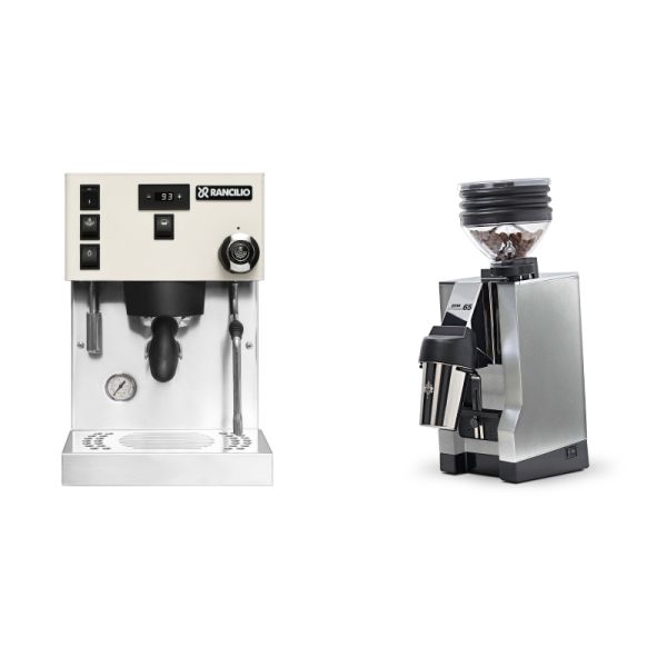 Rancilio Silvia PRO X, white + Eureka Mignon Zero 65 All Purpose, CR chrome