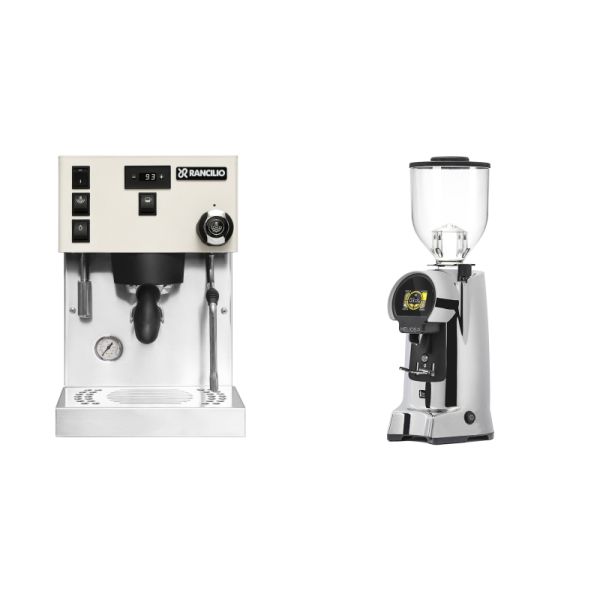 Rancilio Silvia PRO X, white + Eureka Helios 75, chrome