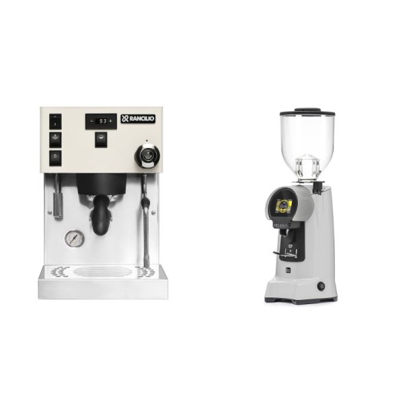 Rancilio Silvia PRO X, white + Eureka Helios 75, grey