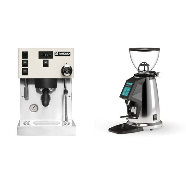 Rancilio Silvia PRO X, white + Rocket Espresso SPLUGA, chrome