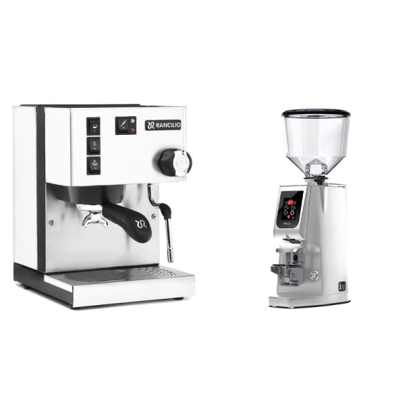 Rancilio Silvia BC, white + Eureka Atom W 65, chrome