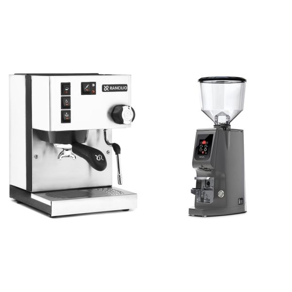 Rancilio Silvia BC, white + Eureka Atom W 65, grey