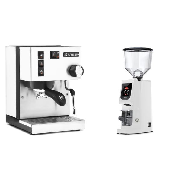 Rancilio Silvia BC, white + Eureka Atom W 65, white