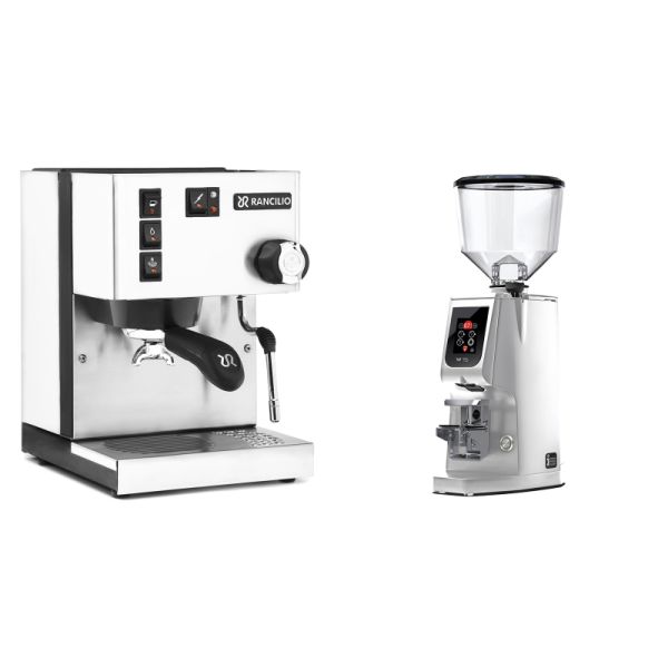 Rancilio Silvia BC, white + Eureka Atom W 75, chrome