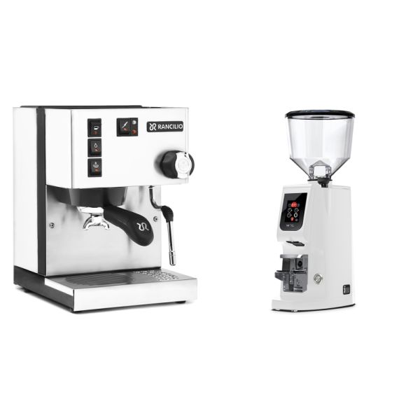 Rancilio Silvia BC, white + Eureka Atom W 75, white