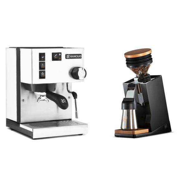 Rancilio Silvia BC, white + Eureka Mignon Single Dose PRO, Black & Oak