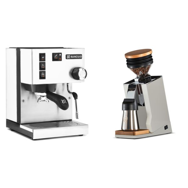 Rancilio Silvia BC, white + Eureka Mignon Single Dose PRO, White & Oak