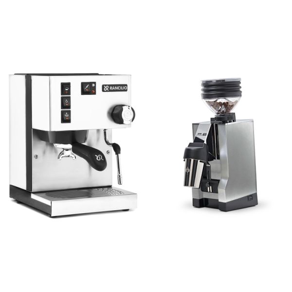 Rancilio Silvia BC, white + Eureka Mignon Zero 65 All Purpose, CR chrome