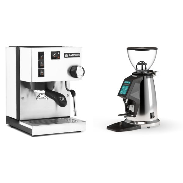 Rancilio Silvia BC, white + Rocket Espresso SPLUGA, chrome