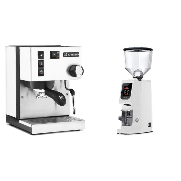 Rancilio Silvia E, white + Eureka Atom W 75, white