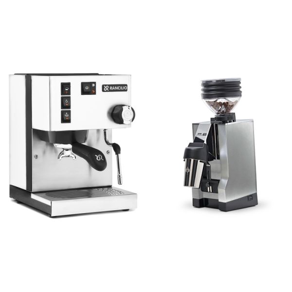 Rancilio Silvia E, white + Eureka Mignon Zero 65 All Purpose, CR chrome