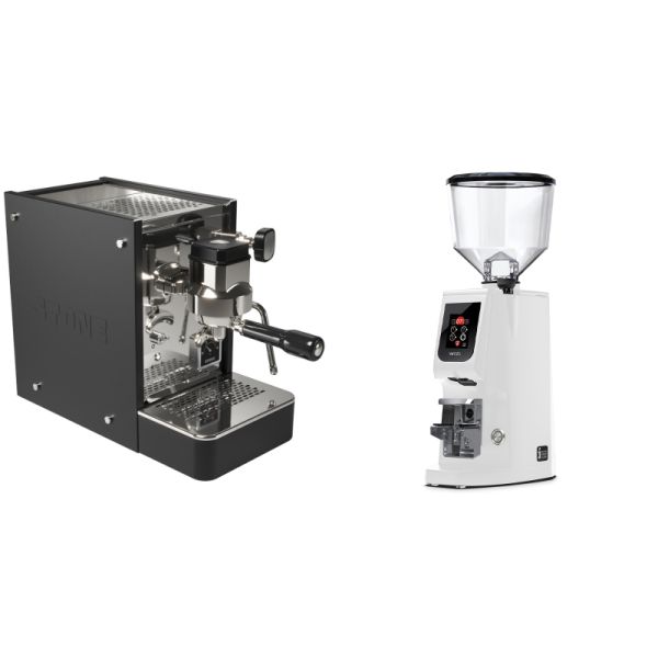 Stone Espresso Lite Black + Eureka Atom W 65, white