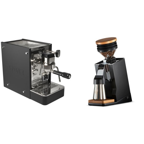 Stone Espresso Lite Black + Eureka Mignon Single Dose PRO, Black & Oak