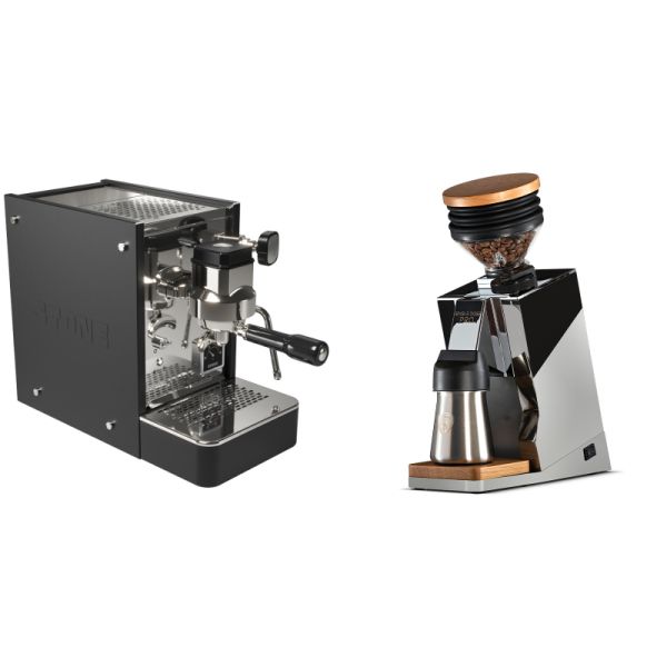 Stone Espresso Lite Black + Eureka Mignon Single Dose PRO, Chrome & Oak