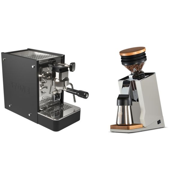 Stone Espresso Lite Black + Eureka Mignon Single Dose PRO, White & Oak