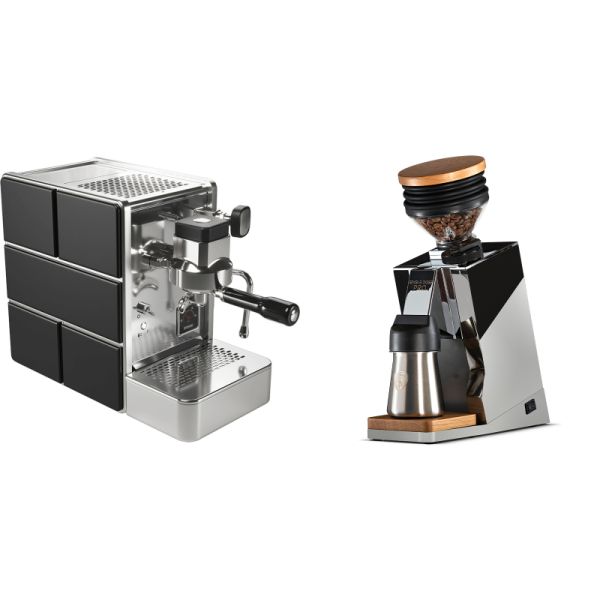 Stone Espresso Mine Black + Eureka Mignon Single Dose PRO, Chrome & Oak